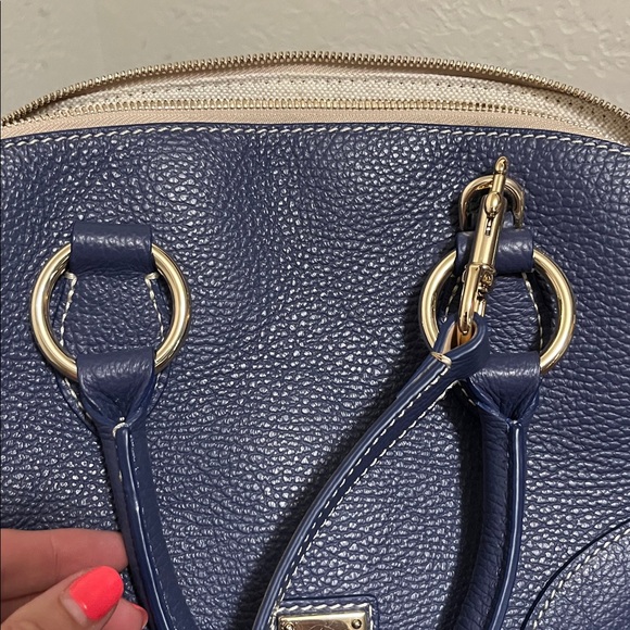 Dooney & Bourke Royal Blue Leather Satchel and Pouch - Picture 4 of 9